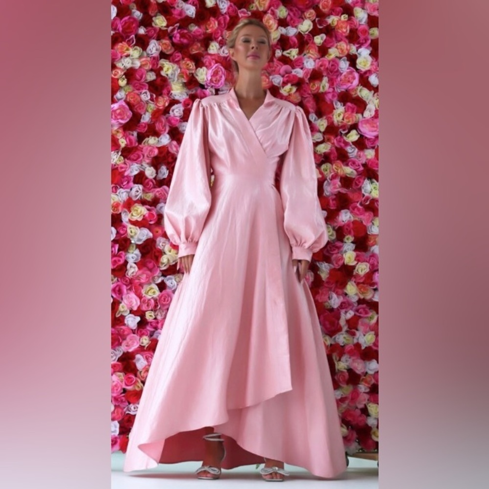 Madelene Simon long pink shimmer dress size xs worn ONCE!